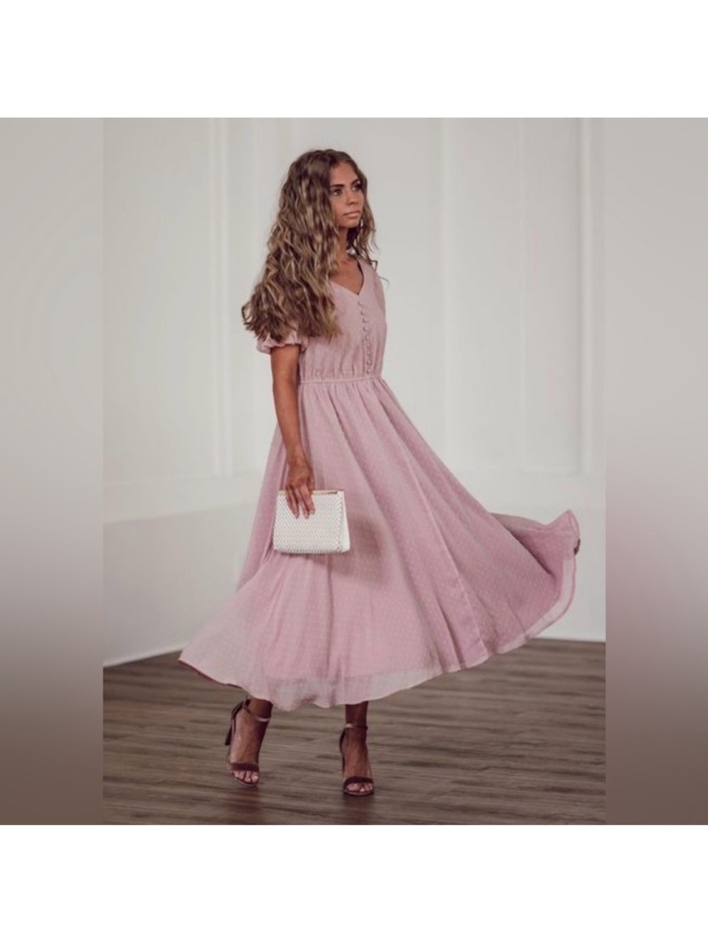 JessaKae Highbury Swiss Dot Dusty Pink Mauve Dress